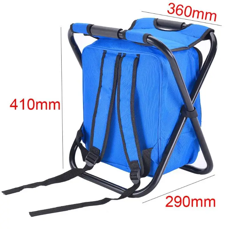 Outdoor Fishing Chair Bag Folding Camping Stool Portable Backpack Cooler Insulated Picnic Bag Hiking Seat Table Bag Bear 150KG