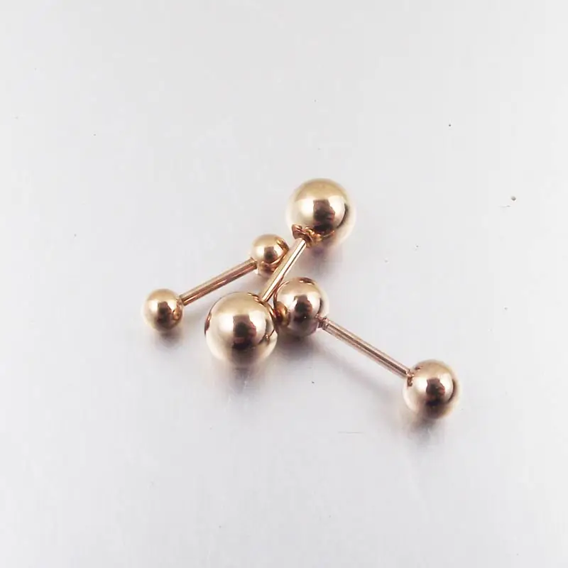 SaYao 2 Pieces 20G 0.8mm Bar rose gold Ball Tragus Ear Piercing Nail Earring Stainless Steel Industrial Barbell Body Jewelry