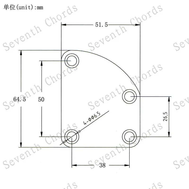 A Set Electric Bass Guitar Neck Plate Unfilled Corner Type Neck Joint Plate Guitar Parts Chrome Black Golden Guitar Accessories