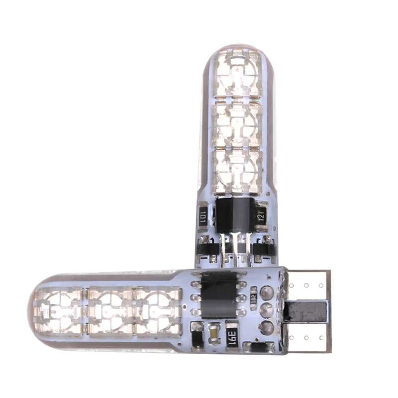 2x T10防水W5w 501車ウェッジサイドライトインテリアのBulb-6SMD 5050 rgb 7色ledリモコン (バッテリなし) ストロボフラッシュウェッジランプ