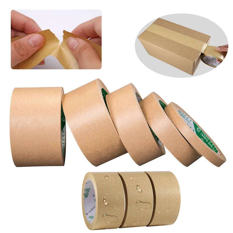 Kraft Paper Tape Sealing Self Adhesive Tape Car Painting Shelter Mounting Album Photo Frame Paper Tape Waterproof 25m / roll