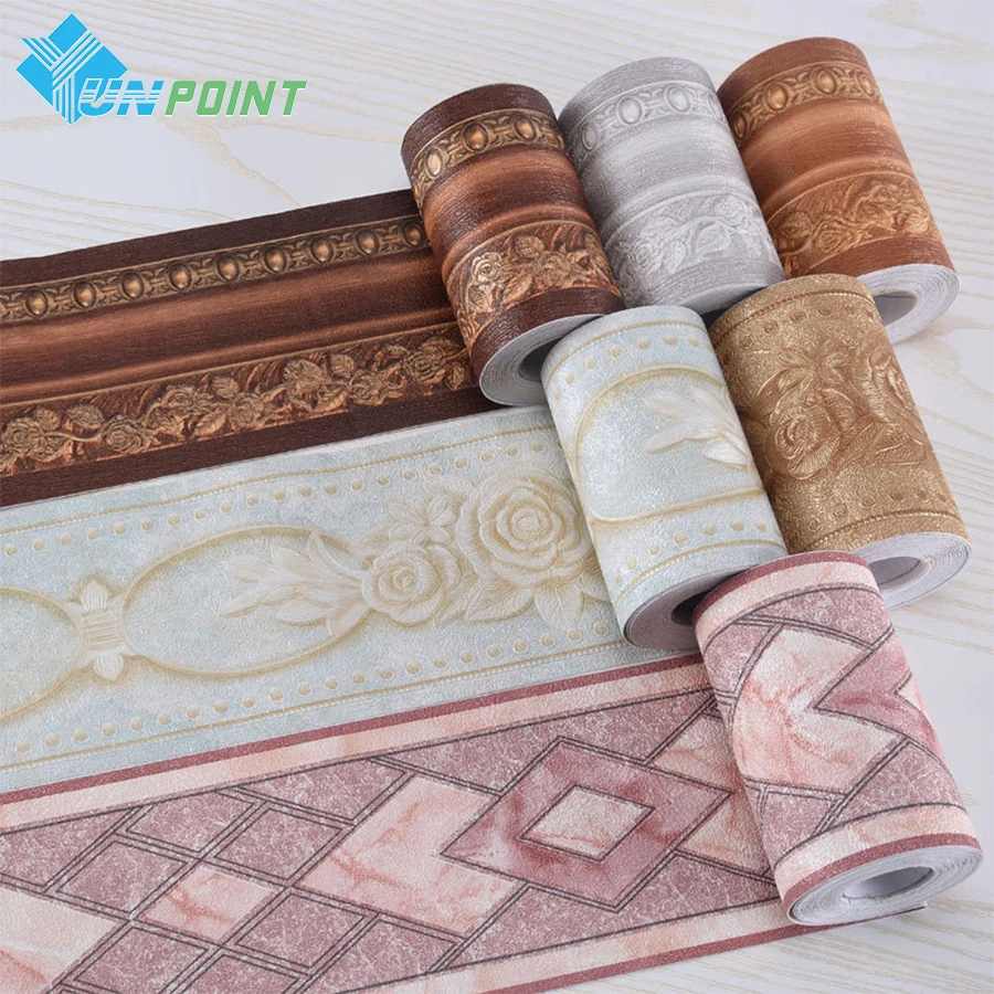 0.1x5M Classic 3D Waistline Stickers Bathroom Waterproof Self Adhesive Tiles Wallpaper Kitchen Toilet Room Wall Art Decal Decor