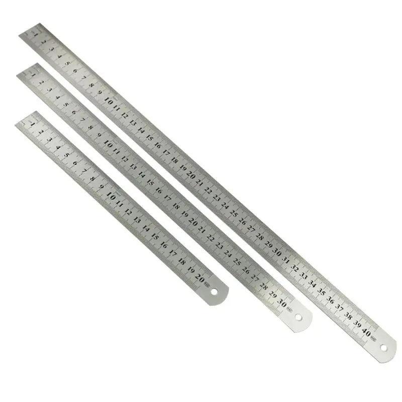 3Pcs Rvs Liniaal Metalen Liniaal Voor Engineering School Office Tekening 20Cm/30Cm/40Cm