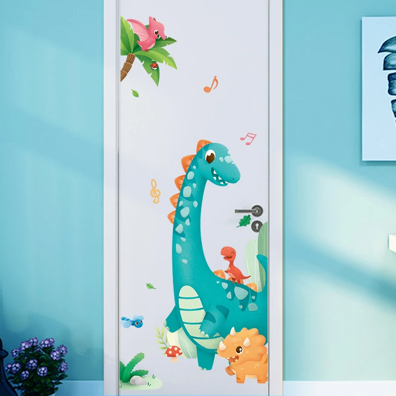 Cartoon Large Dinosaur Vinyl Wall Stickers for Kids Room Decor Removable Wall Decals Children room Nursery Animals Wallpapers