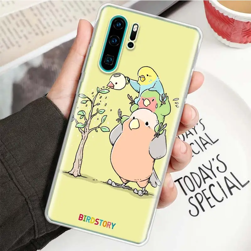 Chubby Cockatiels Parrotlets Hello parrot bird Soft Phone Case For Huawei Honor 10 9 20 Lite Y5 Y6 Y7 Y9 P Smart Z 2019 8A Pro 8