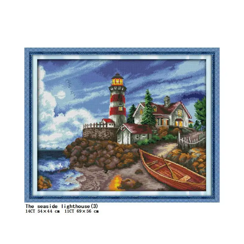 Seaside scenery series Printed Cross Stitch Kit 11CT 14CT Counted Canvas Embroidery Set DIY Needlework Home Decoration Gifts