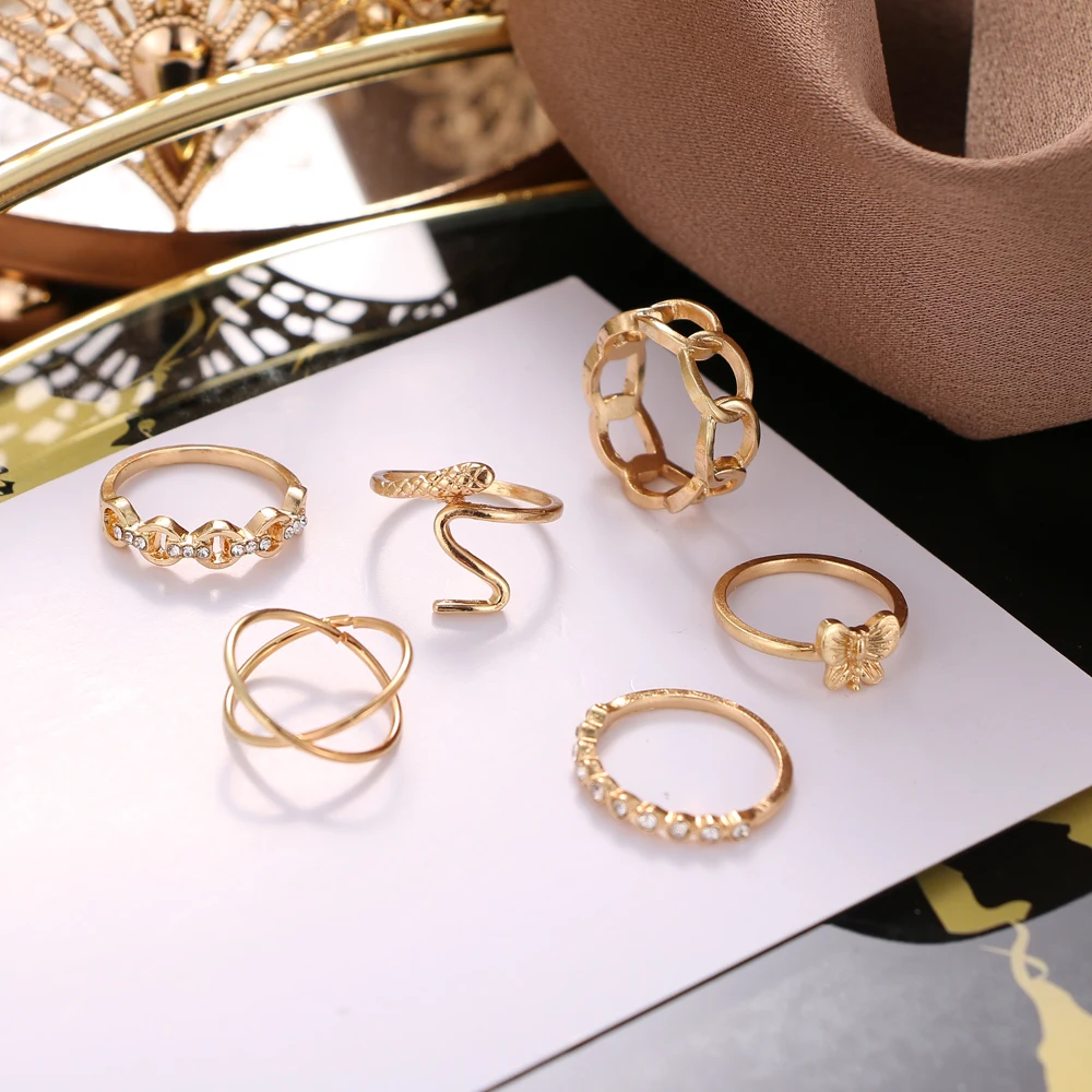 ZOVOLI  Trendy Bohemian Geometric Midi Knuckle Ring Set For Women Gold Color Snake Finger Opening Rings Jewelry Accessories 2021