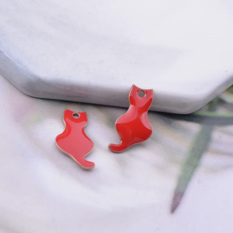 30 Stück 8*15mm Niedliche Beidseitig Emaillierte Katzenanhänger für Schmuckherstellung und Basteln DIY Mode Anhänger Armband Ohrring Charms – Detail 3