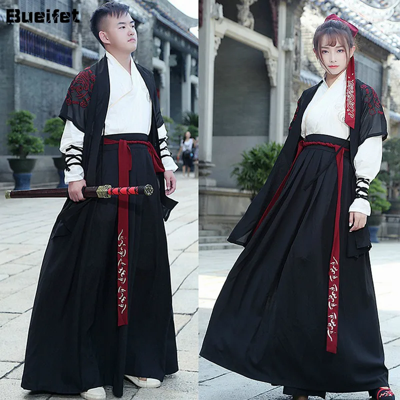 Túnica Hanfu Retro bordada tradicional Hanfu hombres dinastía Tang Ropa de danza clásica princesa antigua ropa para parejas Cosplay