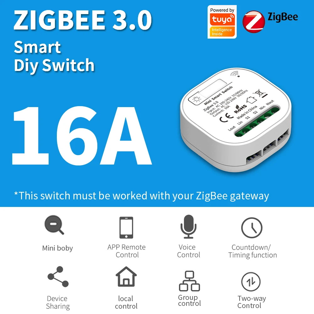 SIXWGH Tuya Zigbee Switch Smart Home Automation Breaker Smart Life App Remote Control Timer DIY Switch Support Google Home Alexa