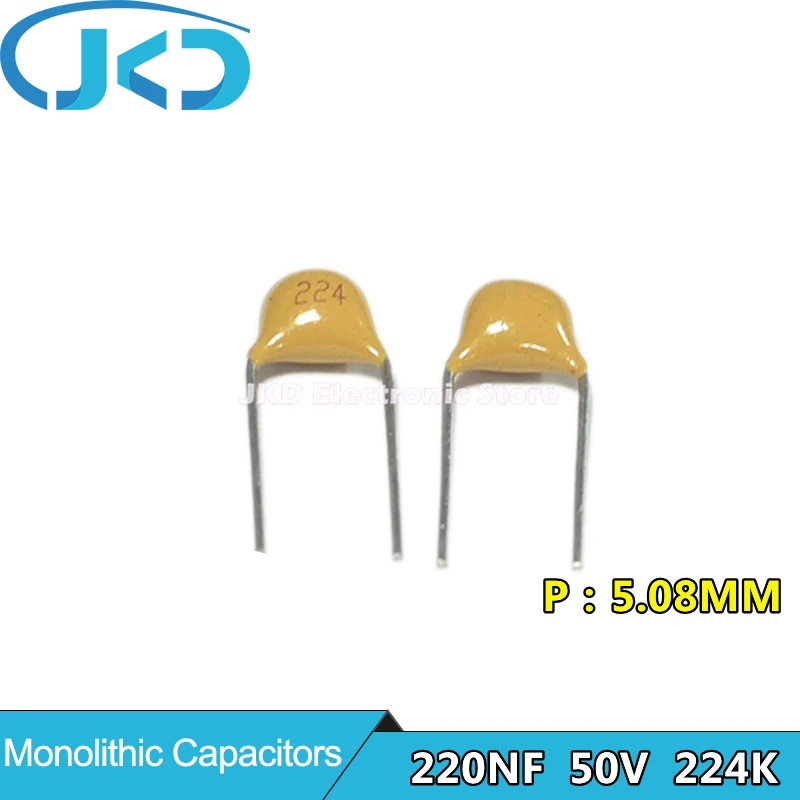 100Pcs 50V 220NF 224 Monolithic Ceramic Capacitor