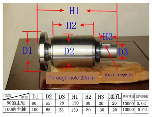 

80/100/Токарный шпиндель, высокоскоростной шпиндель, головка токарного станка в сборе, со встроенным фланцем, шпинделем и фланцем