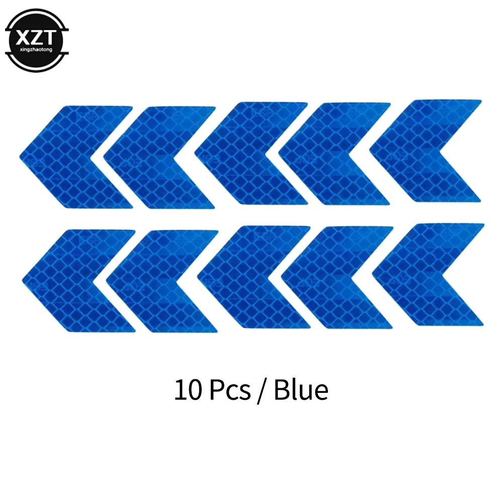 10 Pcs/Set Car Sticker Reflective Arrow Sign Tape Warning Safety Sticker  Car Styling For Car Bumper Trunk Reflector Hazard Tape