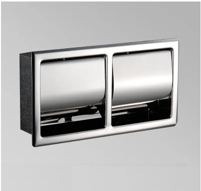 304 Stainless Steel Wall Recessed Built-in Bath Toilet Tissue Roll Reel Paper Holder Tray Rose Gold Matte Black Polished