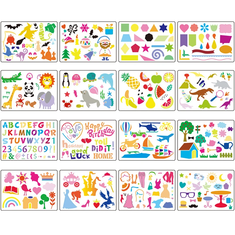 20pcs Kids Drawing Template Set Art Tool Painting Stencil Rulers Drawing Color Board Children Painting Learning Education Aids