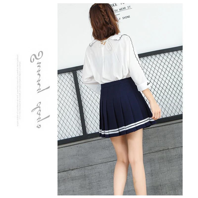 2024 high waist pleated skirts Kawaii Harajuku Skirts women girls lolita a-line sailor skirt Preppy school uniform