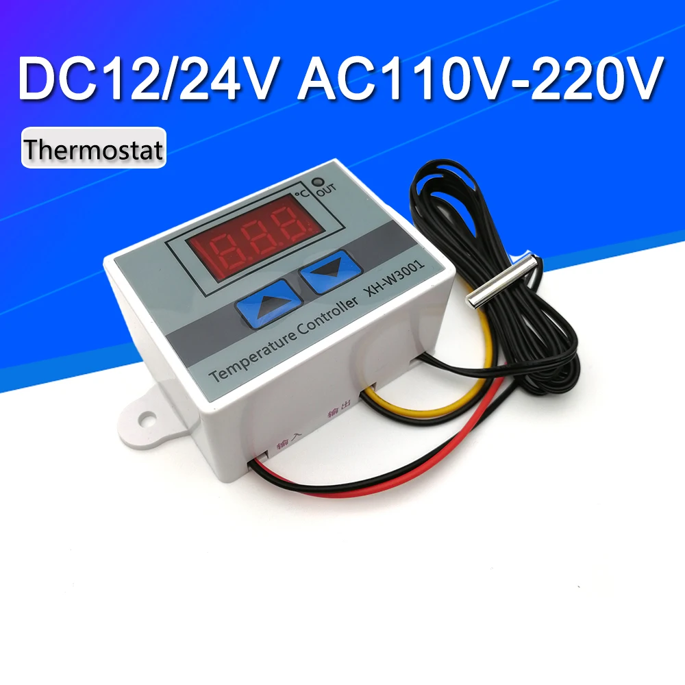 10A 12V 24V 220VAC Digital LED Temperature Controller W3001 For Incubator Cooling Heating Switch Thermostat NTC Sensor