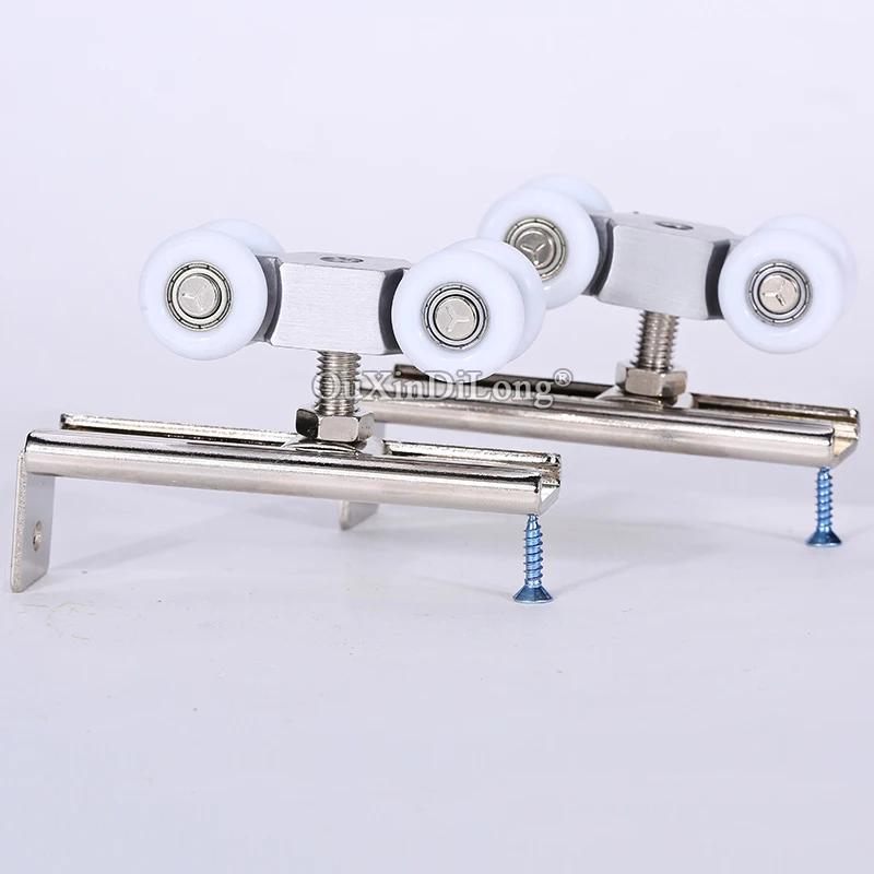 

Brand New 2PCS Heavy Duty Sliding Door Rollers 4 Wheels Hanging Pulleys Wooden Door Hangers Wheels Furniture Hardware