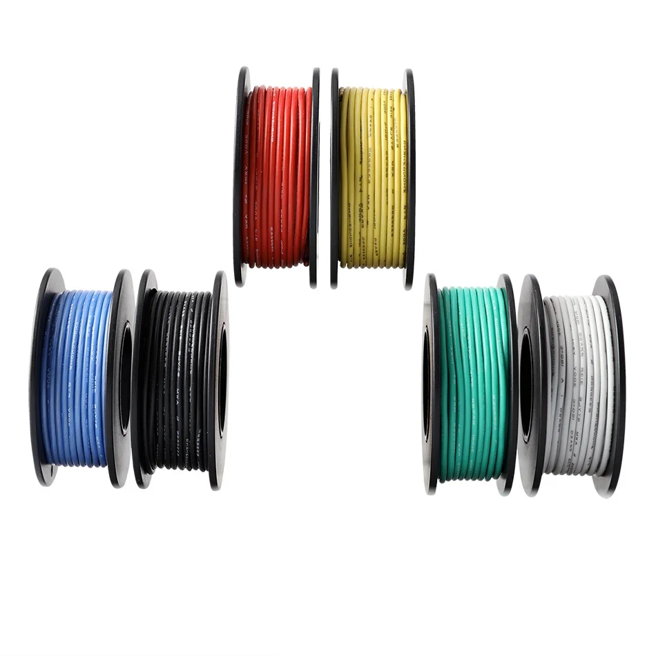 60m/Roll Electrical Wire 26AWG Soft Silicone Insulator Stranded Hook-up Wire Tinned Copper Electron Wire