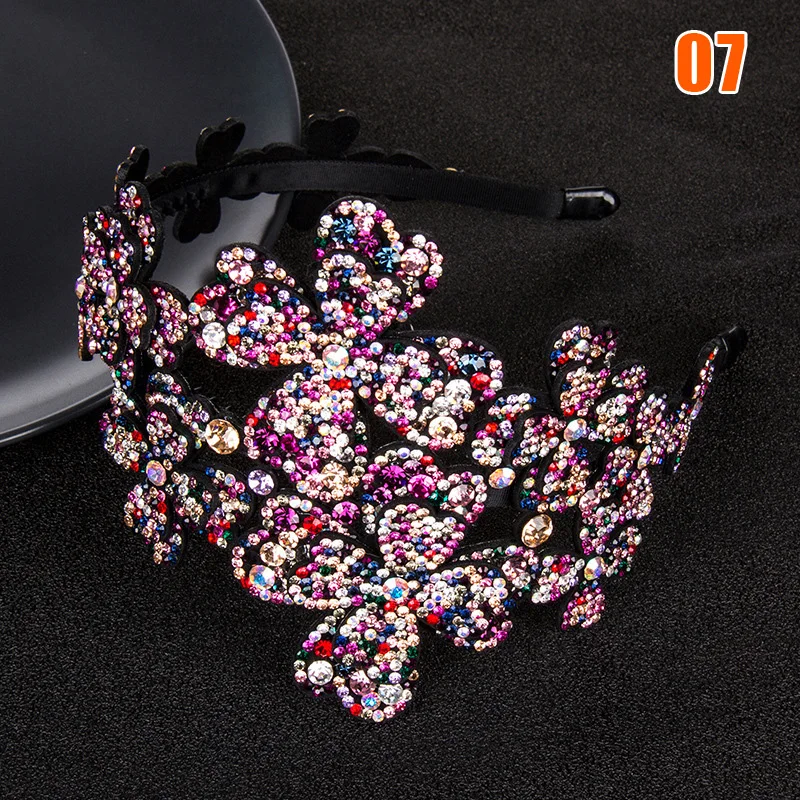 Elastic Rhinestone Beaded Women Headbands Handmade Vintage Jewelry Hair Bands for Girl Hair Accessories Multicolor