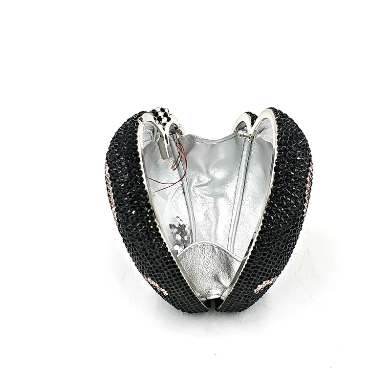 Fashion Bridal wedding party purses women evening party diamonds heart shape small full crystal clutches purses