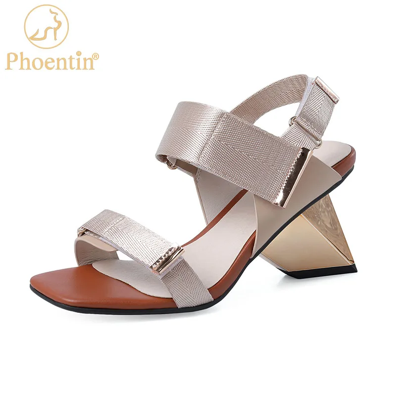 Phoentin Strange Metal High Heels Sandals Women 2022 Summer new Fashion runway Shoes Gladiator open toe Strap sandals FT1490