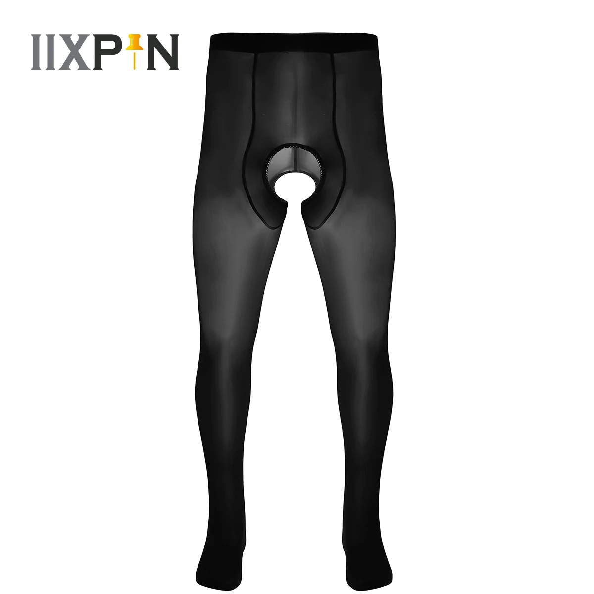 Gay Men Lingerie Ice Silk Pants Bottom Wetlook Patent Crotchless Sexy Legging Slim Fit Open Crotch Leggings Tight Pants Trouser