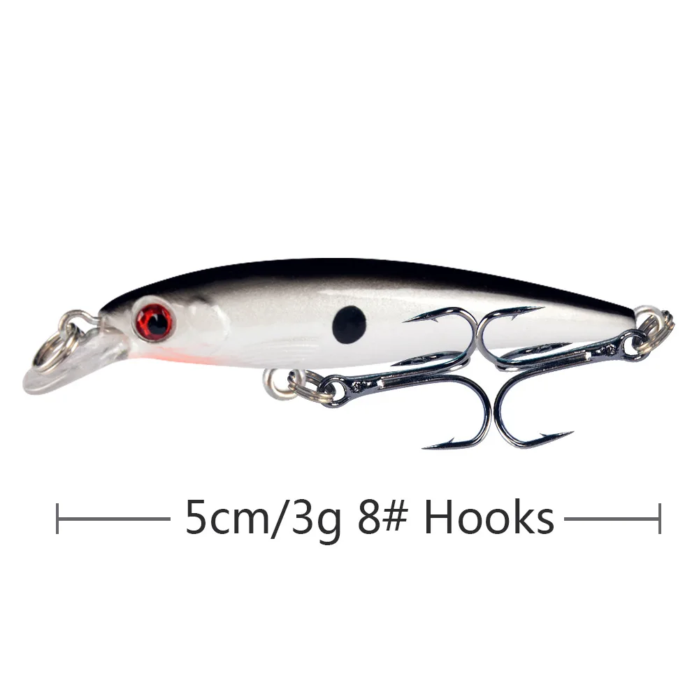 1pcs Mini Minnow Fishing Lure 3g 5cm Lifelike Hard Fake Baits Crankbait Wobblers Carp Peche Iscas Peaca Pike Tackle 8 Colors