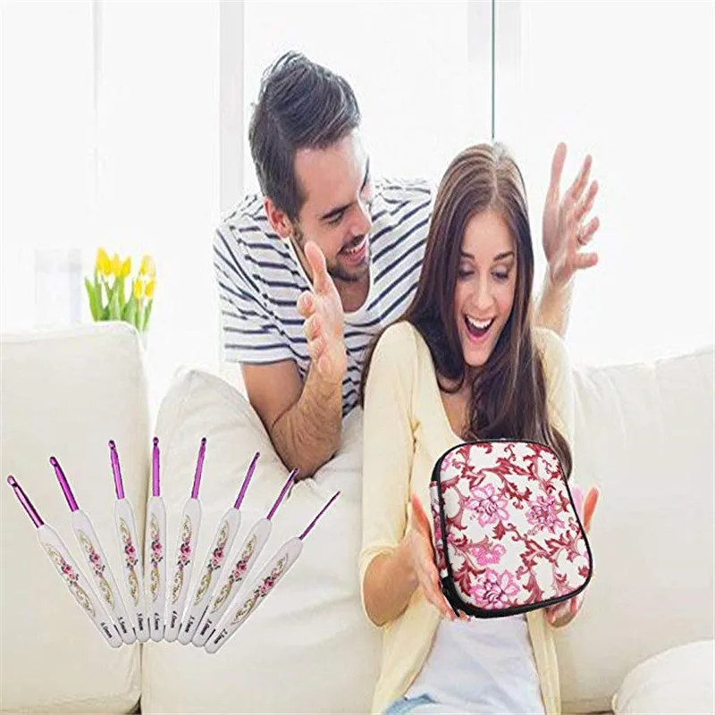 New 35pcs Crochet Hooks Set Aluminum Crochet Needles Yarn Weave Knitting Needles Hooks Scissors Rulers Sewing Kit For Beginner