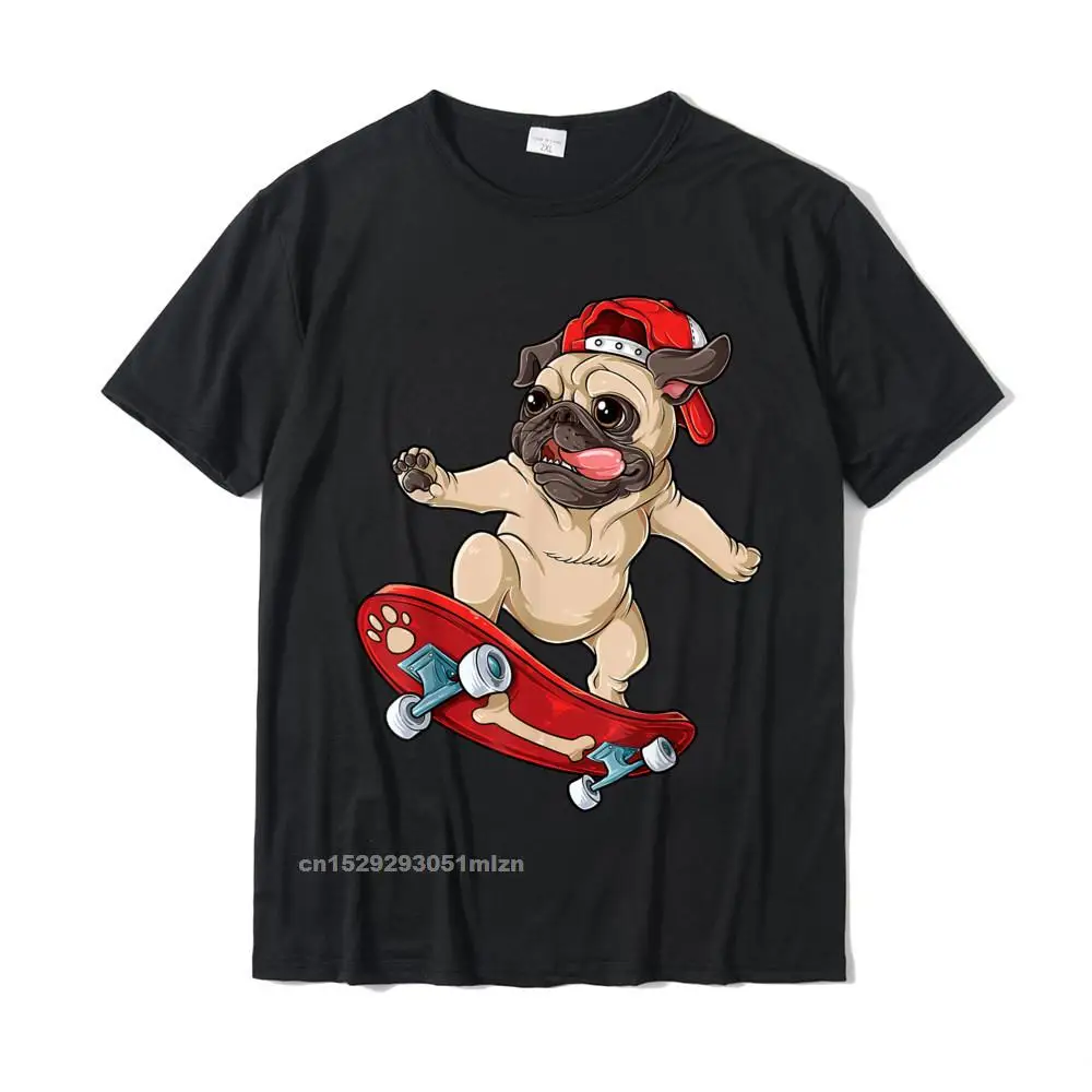 

Pug Skateboard T Shirt Dog Puppy Funny Skater Skateboarding T-Shirt Funny Tshirts Funny Tops & Tees Cotton Men Casual