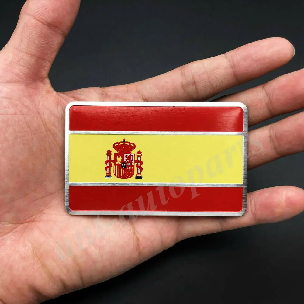 2x Metal Spain Spanish Flag Car Emblem Badge Motorcycle Sticker Decals Fairing