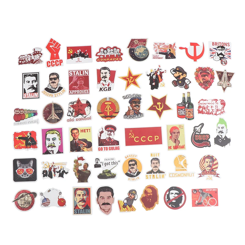 50PCS Mixed Soviet Union Stalin USSR CCCP Stickers PVCLuggage Skateboard Sticker