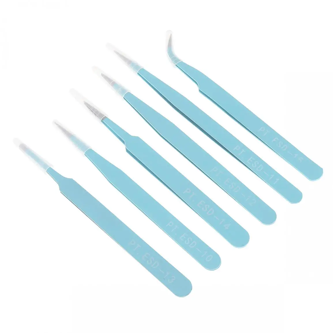 6pcs Precision Electronic Tweezers Set 116mm-133mm Stainless Steel Anti-Static ESD Tweezers Set for Craft Jewelry Laboratory