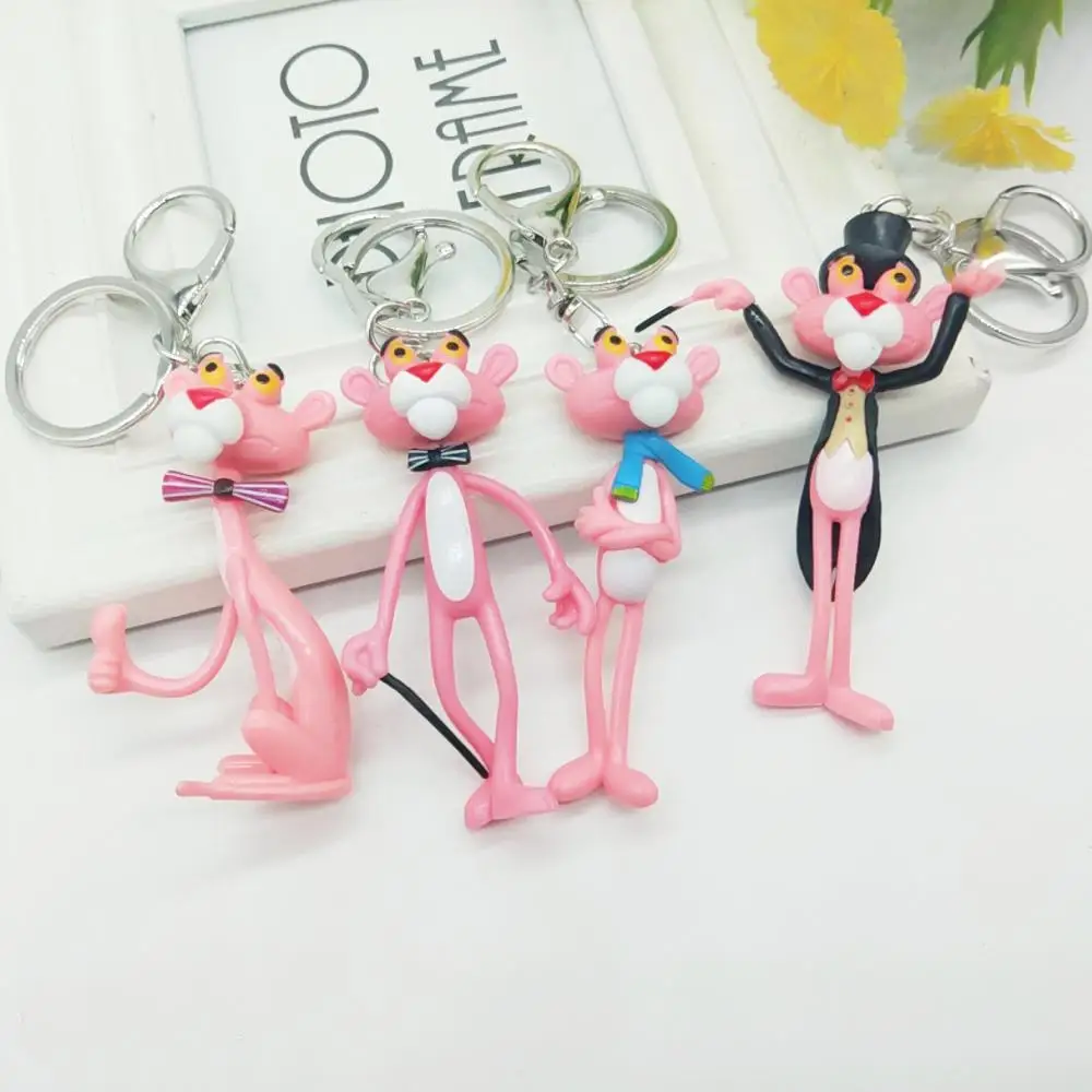 Creative Cute pink cartoon keychain toy pendant Leopard variety design Fashion bag mobile phone car decoration Animal doll model