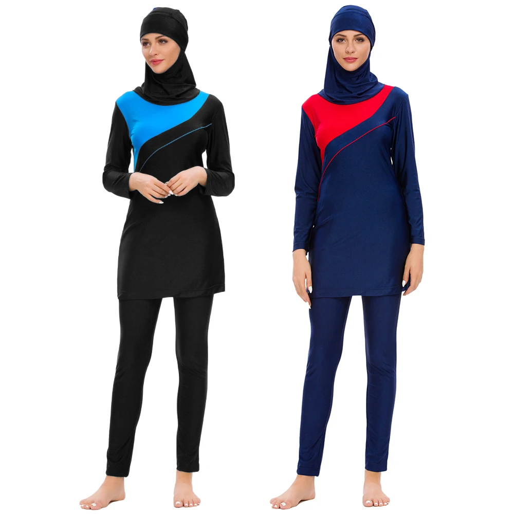 

Muslim Women Swimsuit Full Cover Burkini Modest Bikini Islamic Swimwear Hijab Top Pants Bathing Suit Swimming Costumes Beachwear