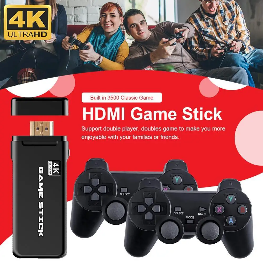 

4K Games USB Wireless Console 3500 Classic Game Stick Video Game Console 8 Bit Mini Retro Controller HDMI-compatible Dual Player