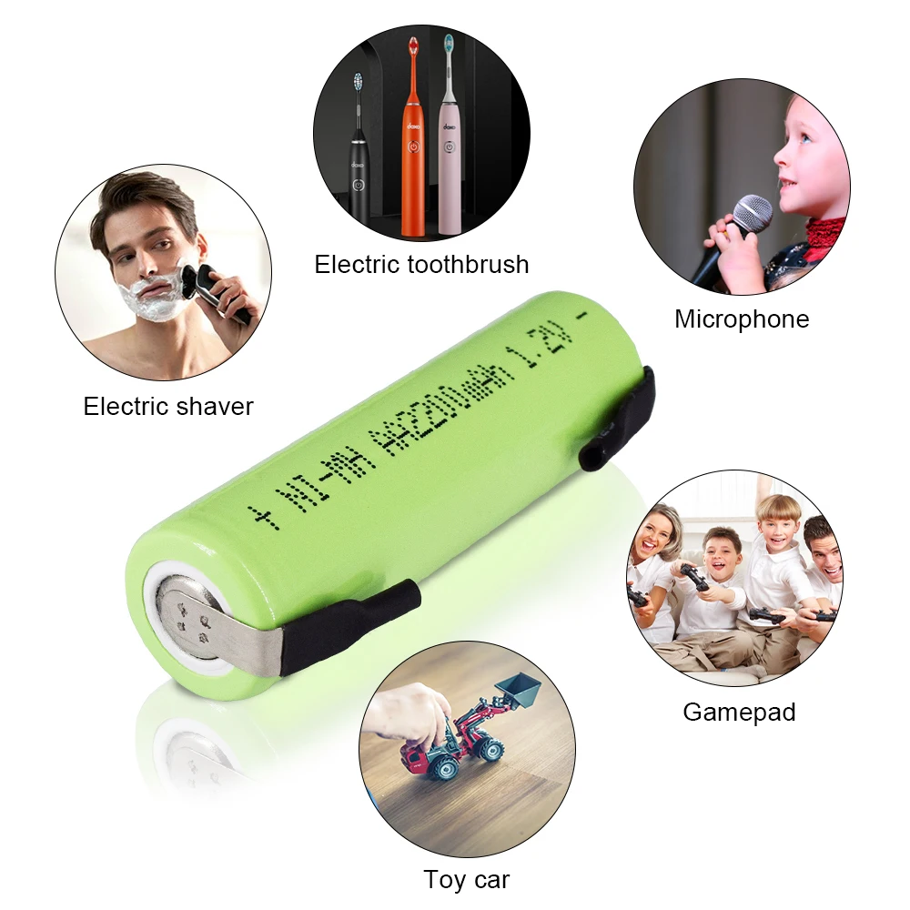 PALO AA Rechargeable Battery 1.2V 2200mAh NiMH AA Battery With Welding Tabs for Philips Electric Shaver Razor Toothbrush Light