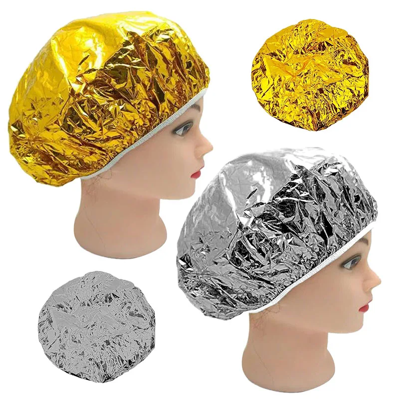 3pcs  Aluminum Foil Caps Disposable Waterproof Salon Elastic Hair Oil Caps Portable Shower Cap Hair Protector Salon Accessories