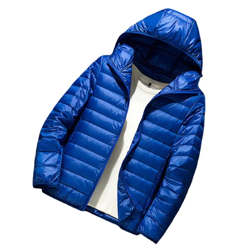 2024 Men Hooded ultraLight White Duck Down Jacket Warm Jacket Line Portable Package men pack jacket