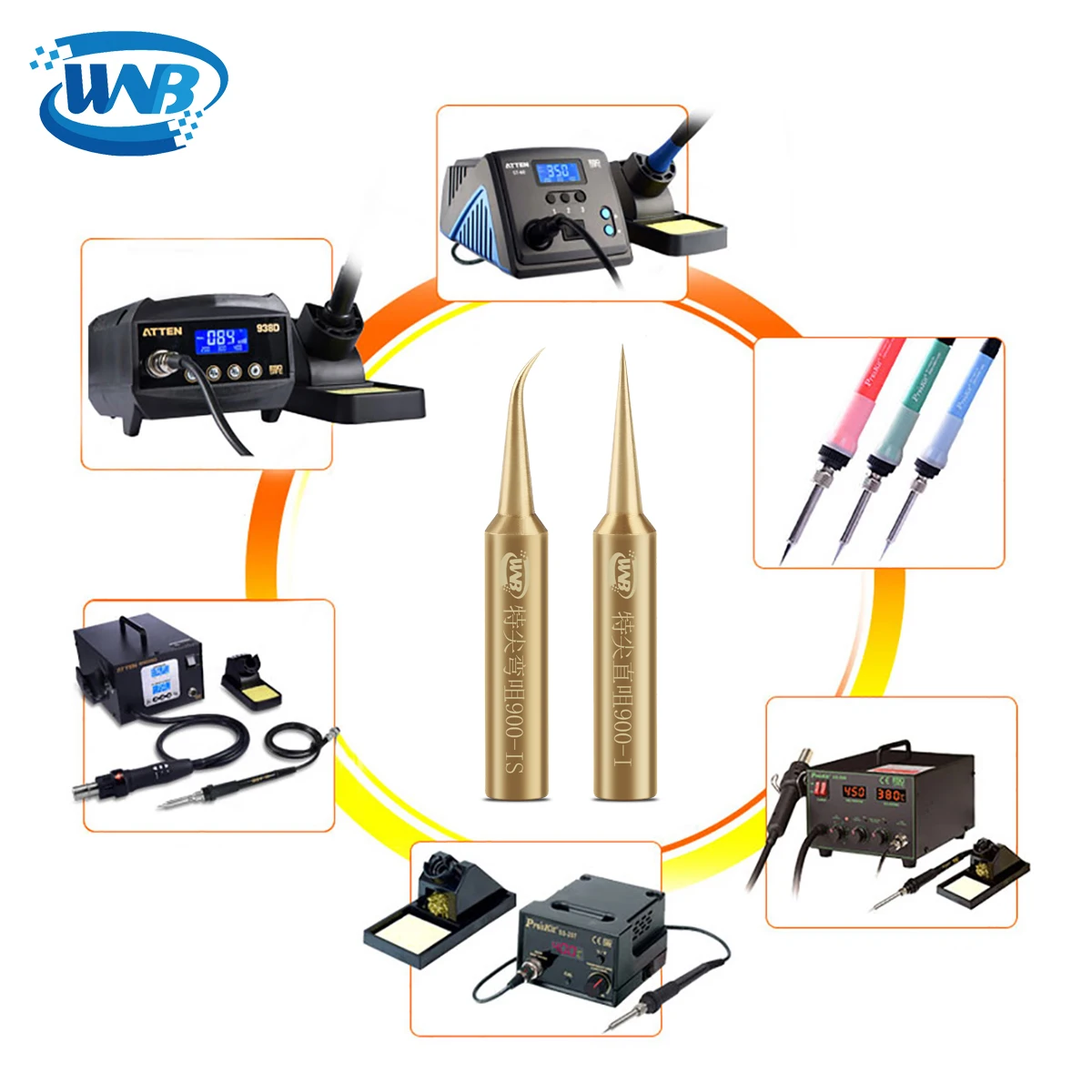 WNB Lead-Free Pure Copper Soldering Iron Tip Constant-Temperature 900M-T Inside Heat Welding Head BGA Soldering Repair Tools