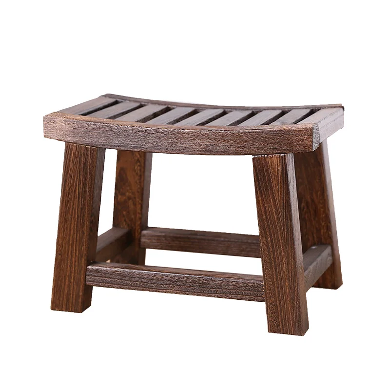 Japanese Antique Wooden Stool Bench Paulownia Wood Asian Traditional Furniture Living Room Portable Small Wood Low Stool Design