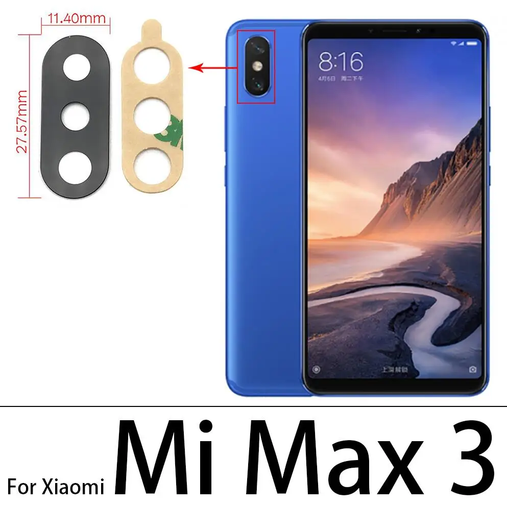 Nowy dla Xiaomi Mi 5X 6X A1 A2 Lite A3 Mix 2 2S 3 Max 2 3 tylny obiektyw szklany obiektyw z klejem naklejki części zamienne