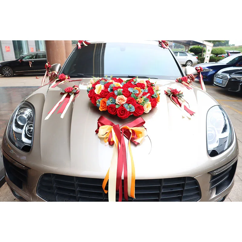 Modern Wedding Decoration Artificial Flowers Rose Wedding Car Ornaments Artificial Roses Artificial Decoration Romance Wedding