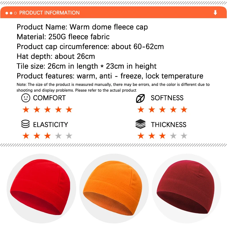 Warme Mütze, Winter, weich, für Herren, Beanie, Ski, Radfahren, hautfreundlich, taktisch, antistatisch, Wandern, Thermo-Fleece, Laufen, winddichte Kappe – Detail 6