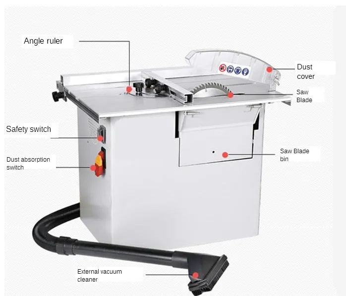 Wood Floor Dustless Saw Small Table Saw Woodworking Electric Saw Push Table Saw Cutting Machine