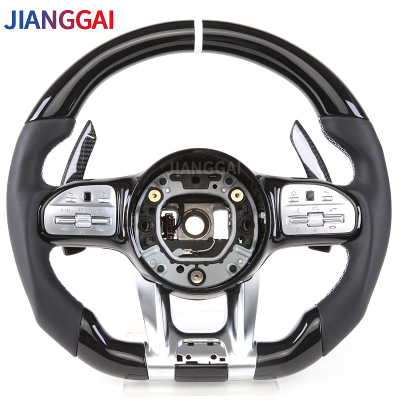 Steering Wheel Fit For Mercedes AMG C63 W212 W205 W204 W213 2012-2020 Model Black Piano Wheel