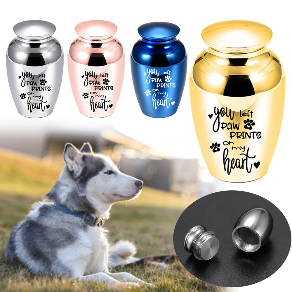 Dog paw print urns keepsake pet cremation urn to store a small amount of pet ashes and hair commemorative