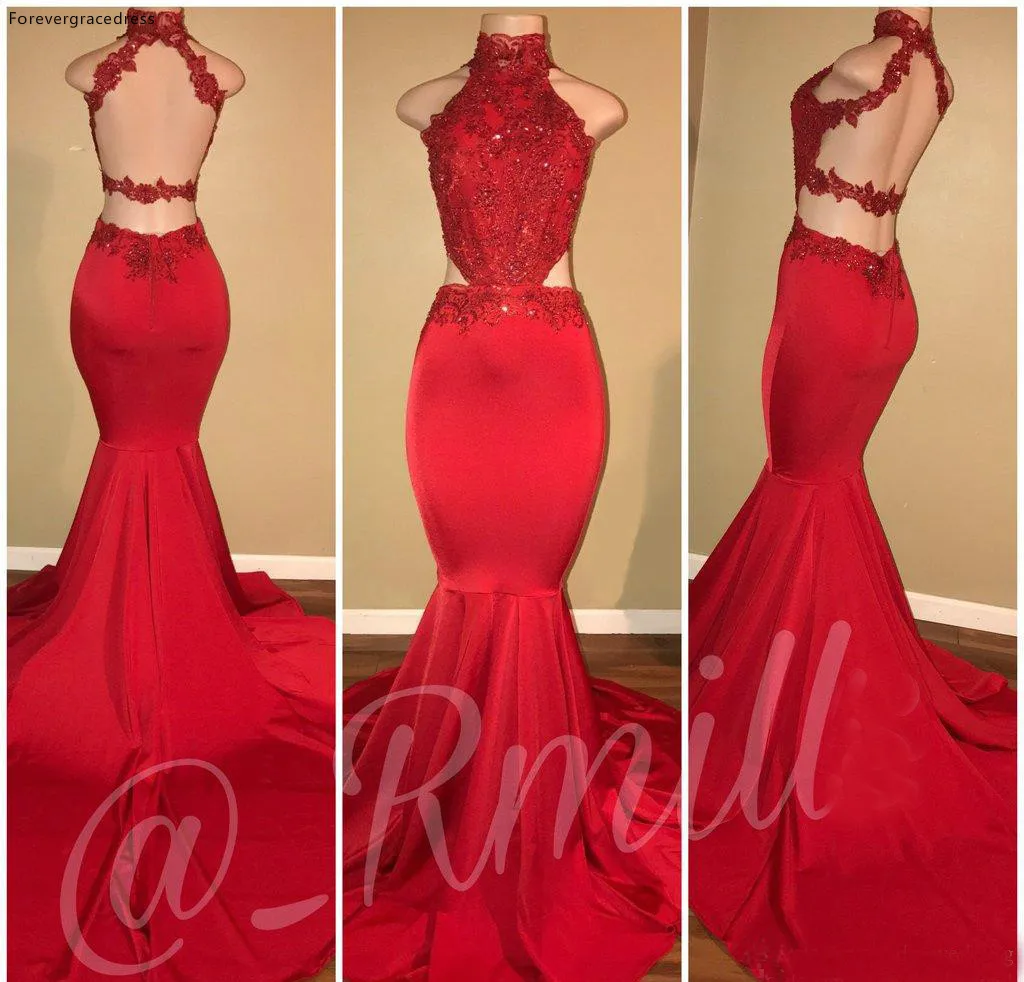 Backless Long Prom Dress Mermaid Halter Neck Cutaway Sides Formal Holidays Wear Graduation Party Gown Custom Made Plus Size