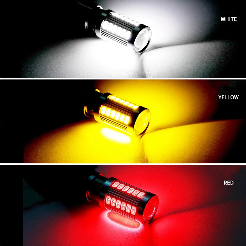 1pcs Car Led White Red Yellow 1156 1157 BA15S BAY15D 7443 3157 33SMD LED Lights Tail Lamps Turn Signal Auto Rear Reverse Bulbs