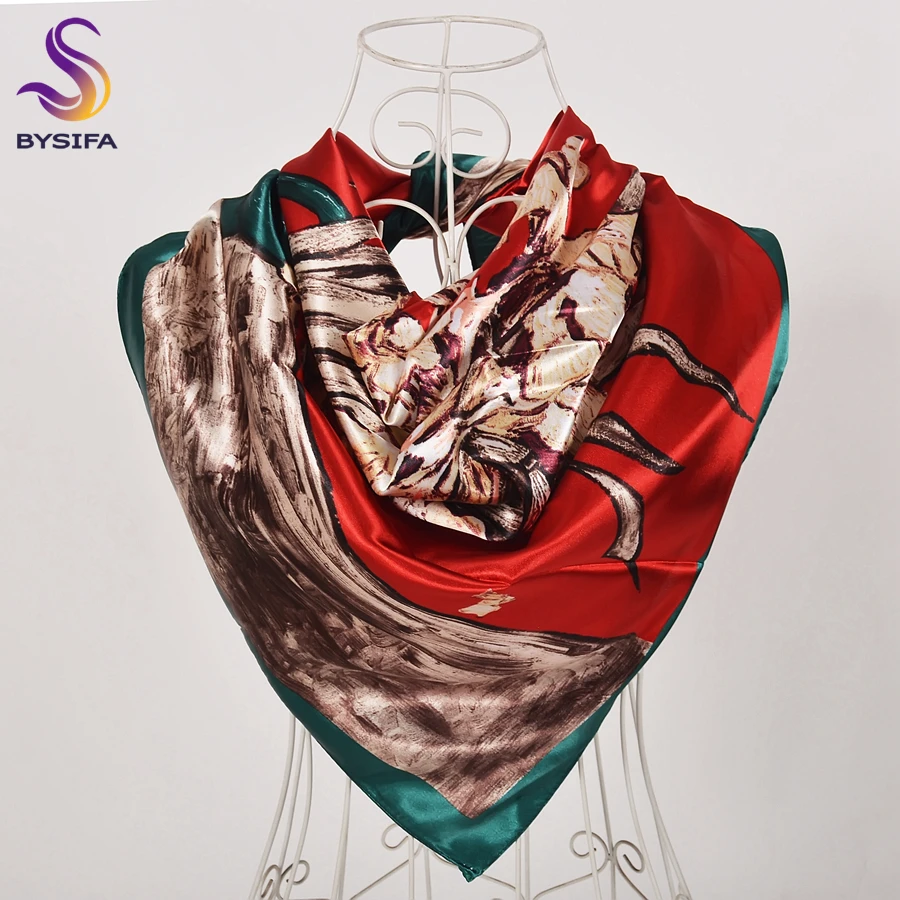 [BYSIFA] China Style Blue White Silk Scarf Cape 2017 New Design Ladies Muslim Head Scarf Printed Fashion Accessories Satin Scarf